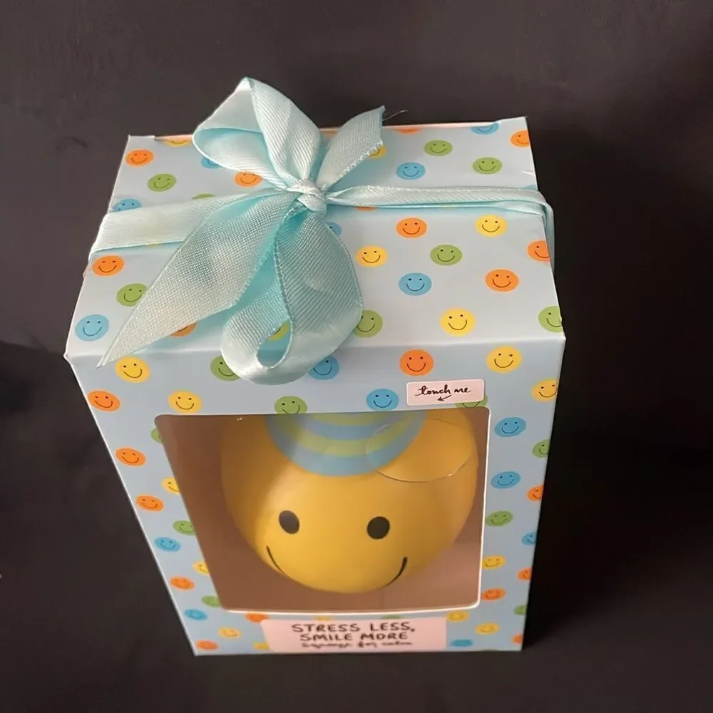 New Eccolo NIB smiley face with party hat celebration stress ball squeeze ball